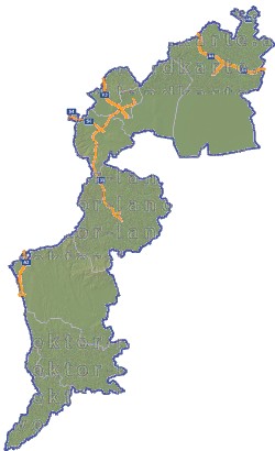 Landkarte und Straßenkarte Burgenland Bezirksgrenzen Hhenrelief