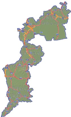 Landkarte und Straßenkarte Burgenland Regionen Hhenrelief