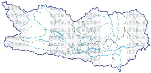 Landkarte Kaernten Bezirksgrenzen Flssen und Seen