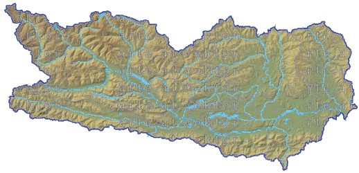 Landkarte Kaernten Bezirksgrenzen Hhenrelief Flssen und Seen