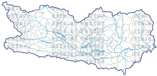Landkarte und Gemeindekarte Kaernten Gemeindegrenzen Flssen und Seen