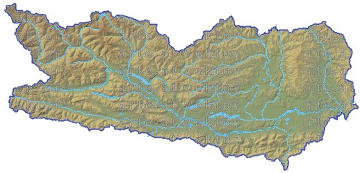 Landkarte Kaernten Hhenrelief Flssen und Seen