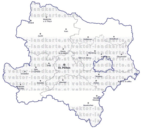 Landkarte und Gemeindekarte Niederoesterreich Regionen vielen Orten