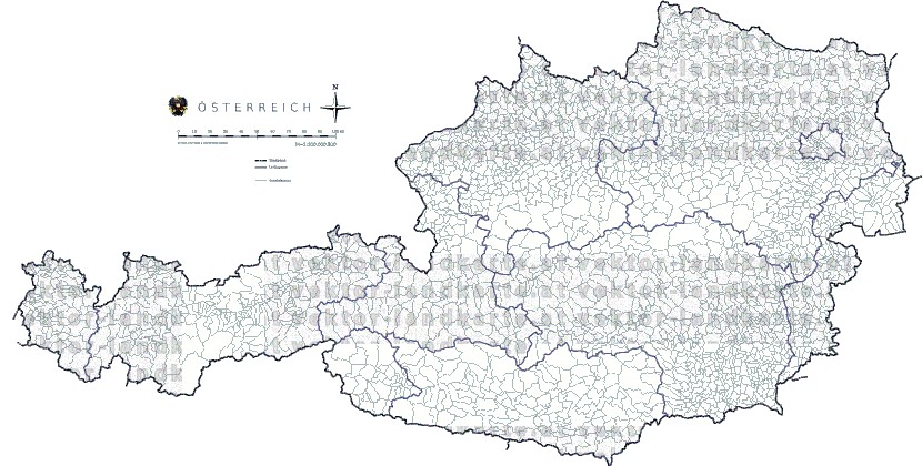 Landkarte und Gemeindekarte Oesterreich Gemeindegrenzen