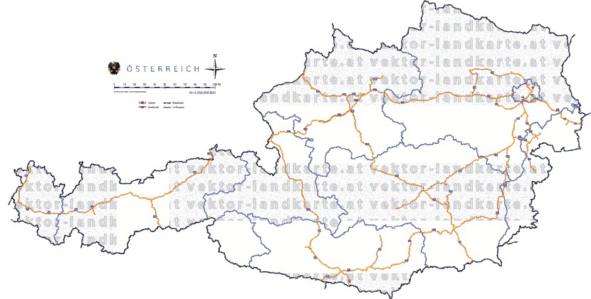Landkarte und Straßenkarte Oesterreich