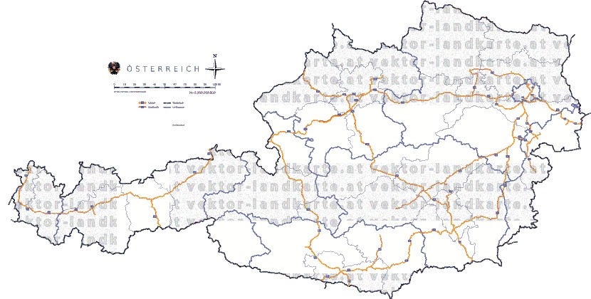 Landkarte und Straßenkarte Oesterreich Regionen