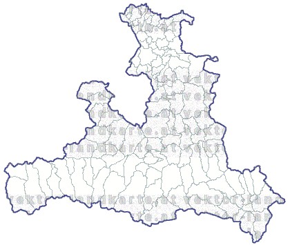 Landkarte und Gemeindekarte Salzburg Bezirksgrenzen und Gemeindegrenzen