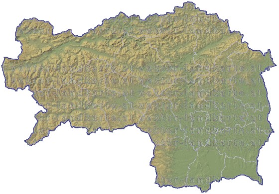 Landkarte Steiermark Bezirksgrenzen Hhenrelief