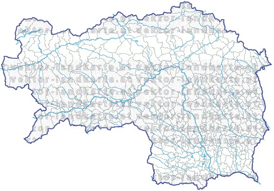 Landkarte und Gemeindekarte Steiermark Gemeindegrenzen Flssen und Seen