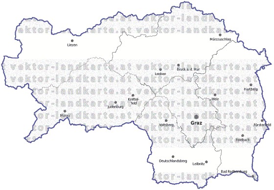 Landkarte und Gemeindekarte Steiermark Regionen vielen Orten