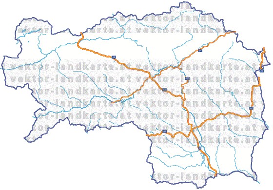 Landkarte und Straßenkarte Steiermark Flssen und Seen