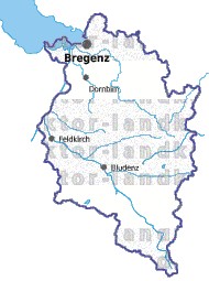 Landkarte und Gemeindekarte Vorarlberg vielen Orten Flssen und Seen