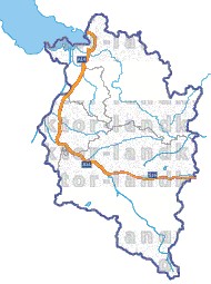 Landkarte und Straßenkarte Vorarlberg Bezirksgrenzen Flssen und Seen