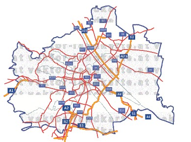 Landkarte und Straßenkarte Wien Bezirksgrenzen