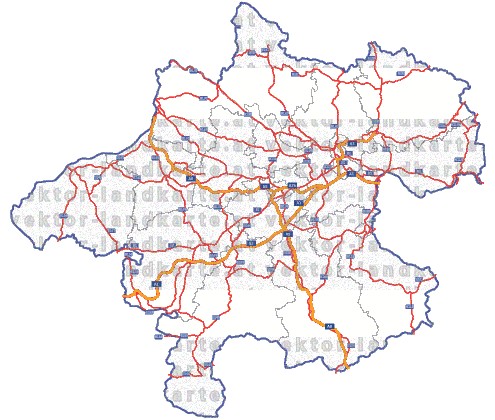 Landkarte und Straßenkarte Oberoesterreich Bezirksgrenzen